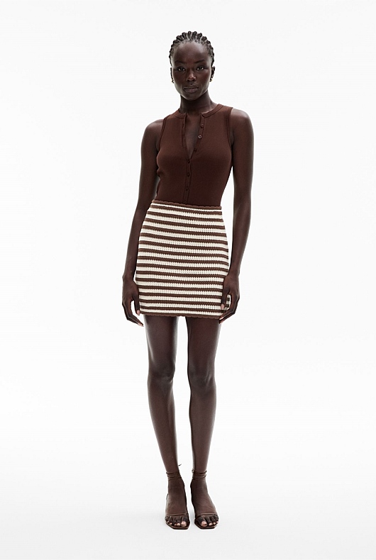 Crochet Sheer stripe Mini Skirt