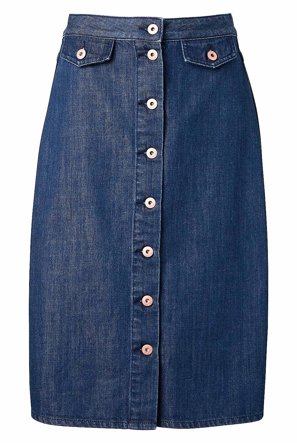 Button Denim Skirt