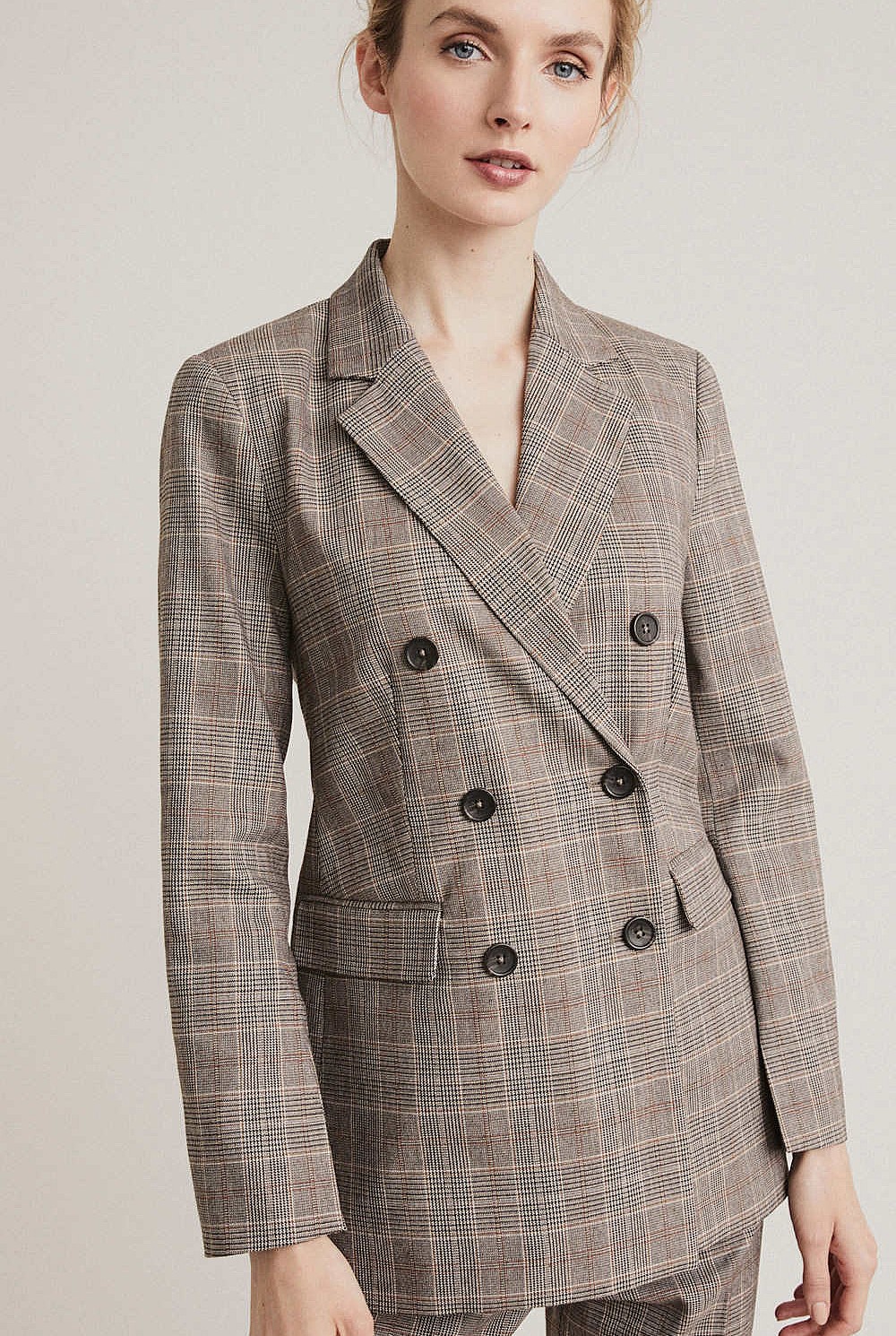 Double Breasted Check Blazer