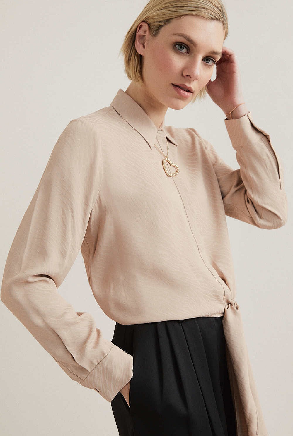 Textured Tie Blouse