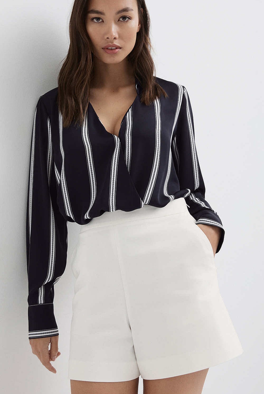 Print Wrap Blouse