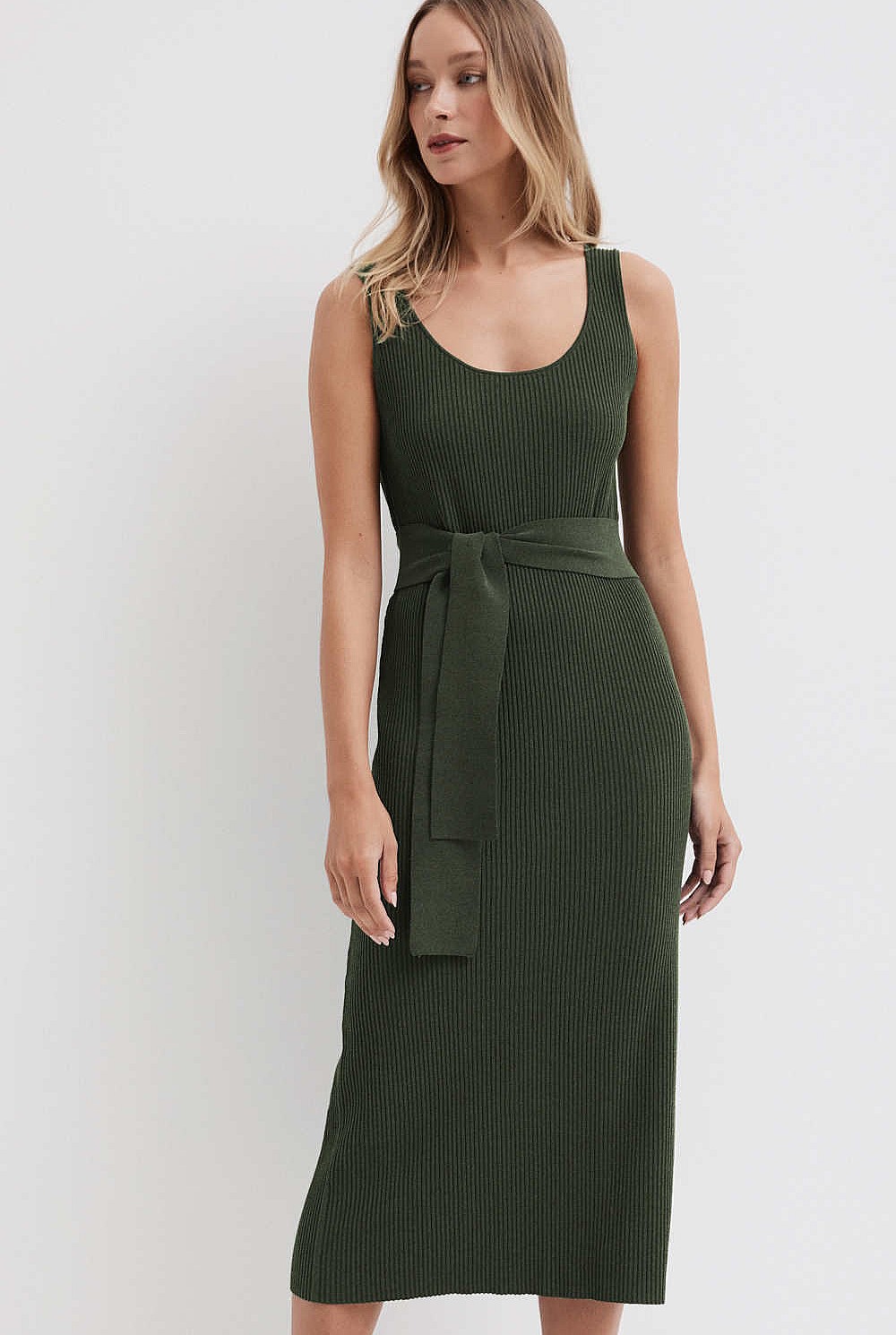 Belted Scoop Knit Dress