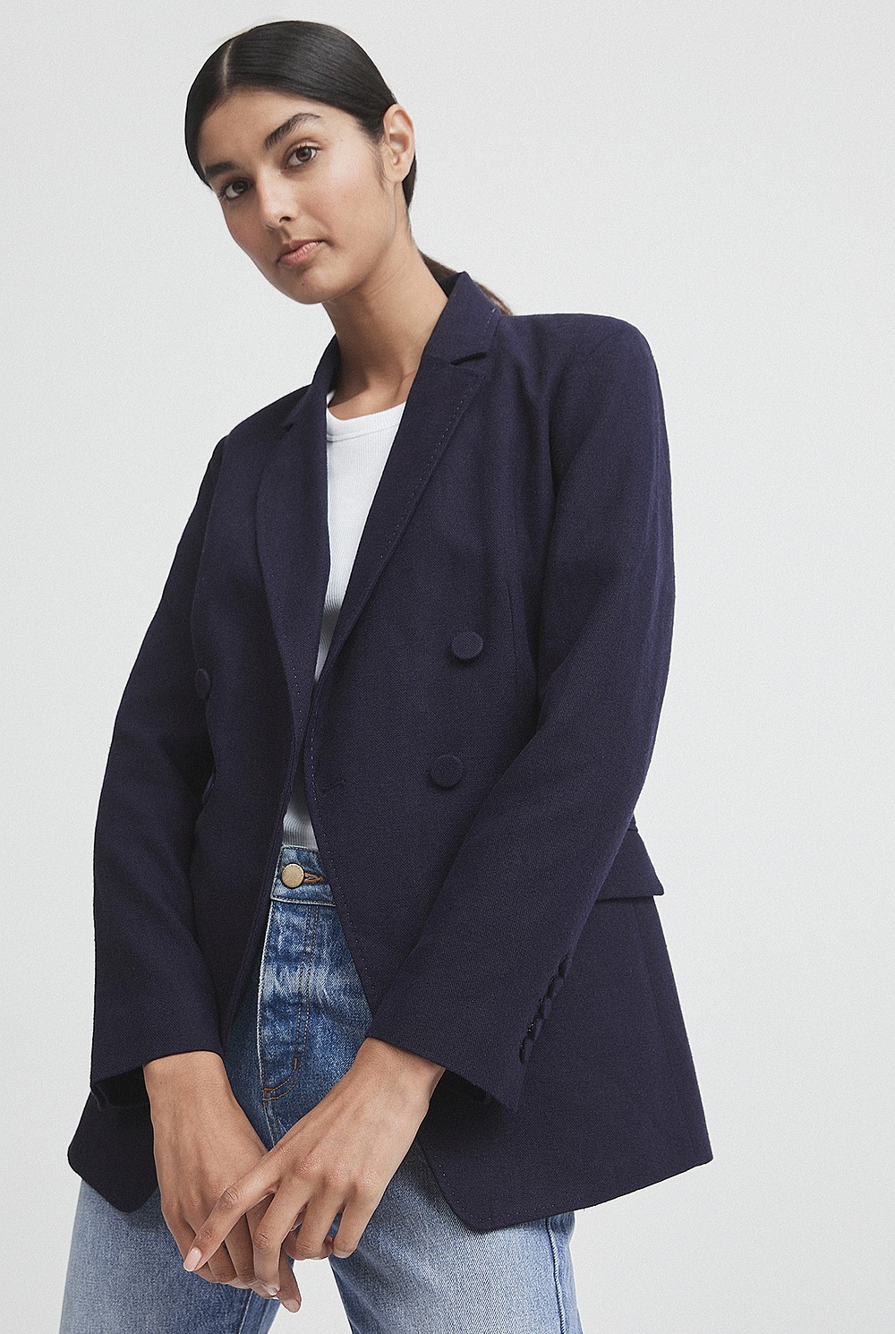 Structured Double-Breasted Blazer