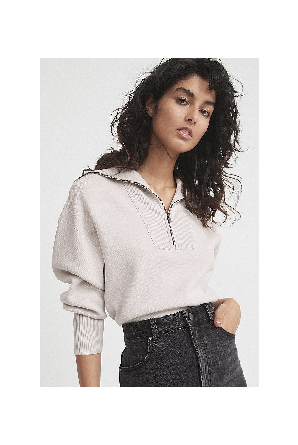 Collar Knit Sweat