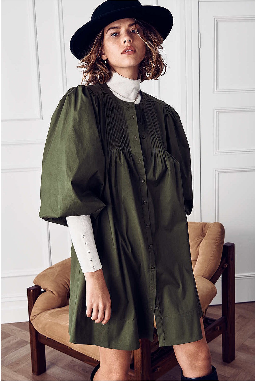 Pintuck Trapeze Dress