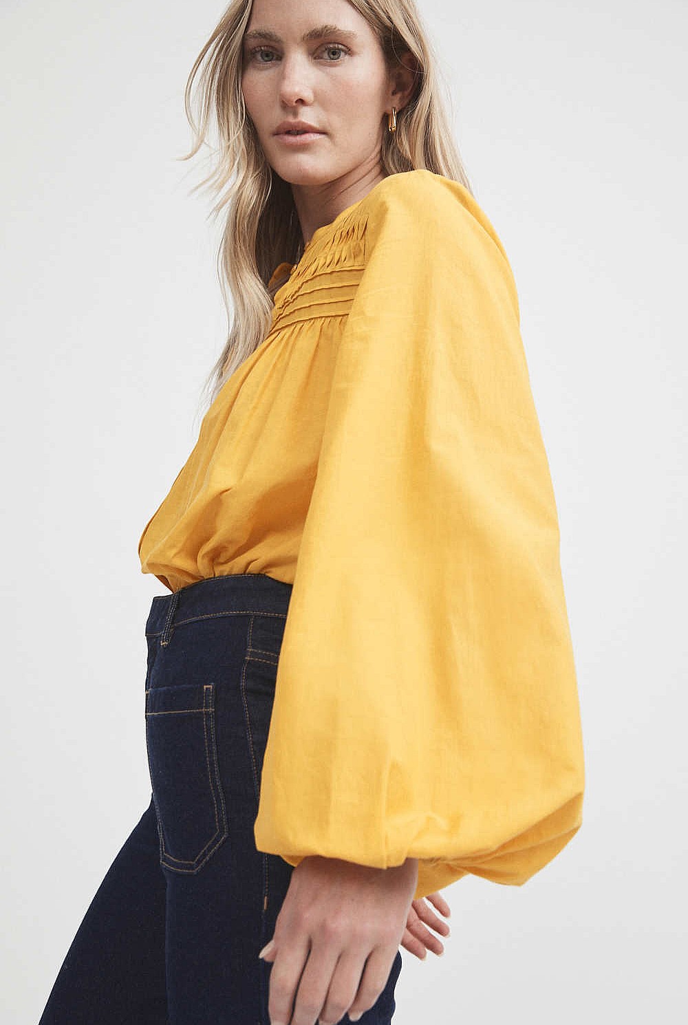 Cotton Pintuck Detail Blouse