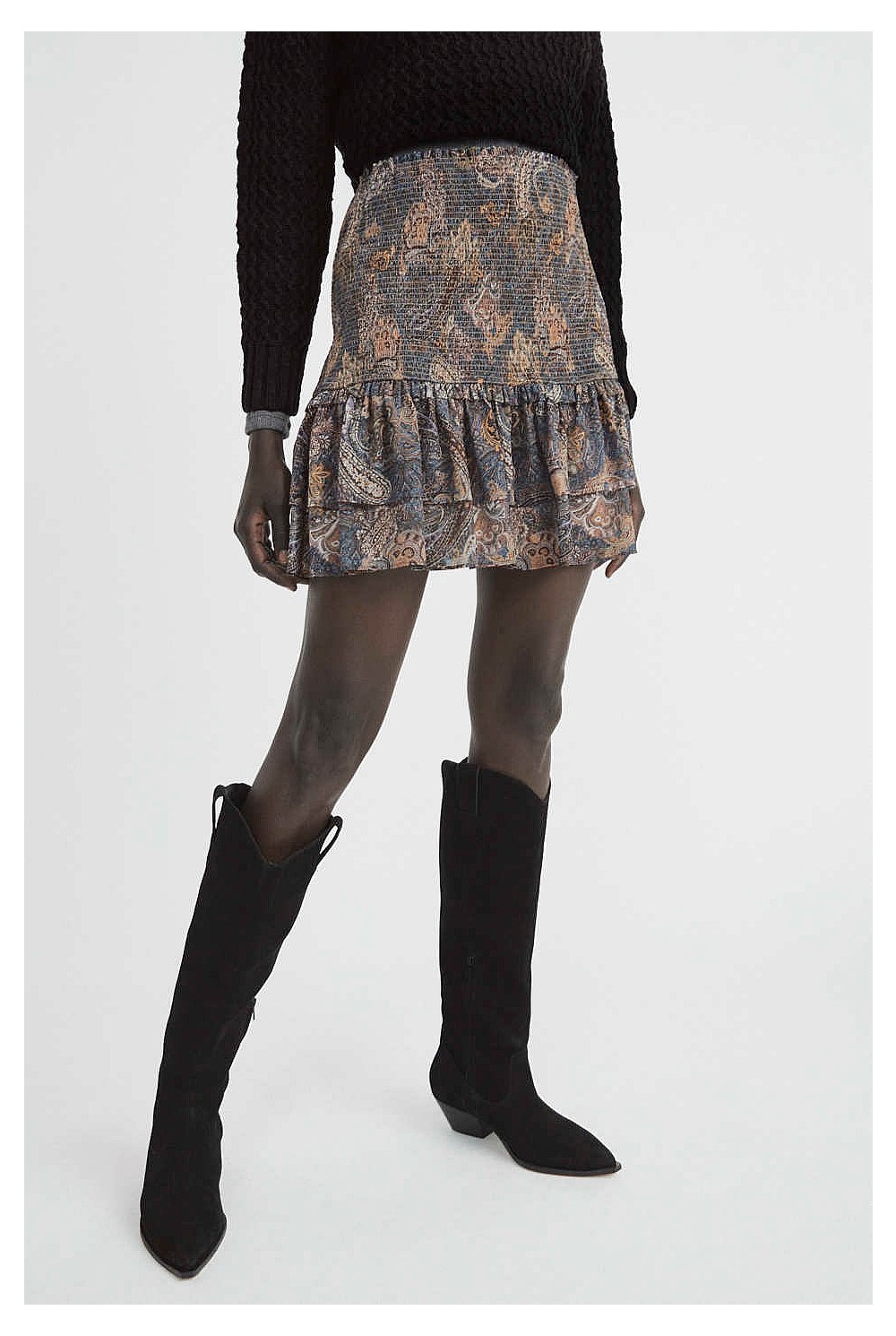 Shirred Mini Skirt