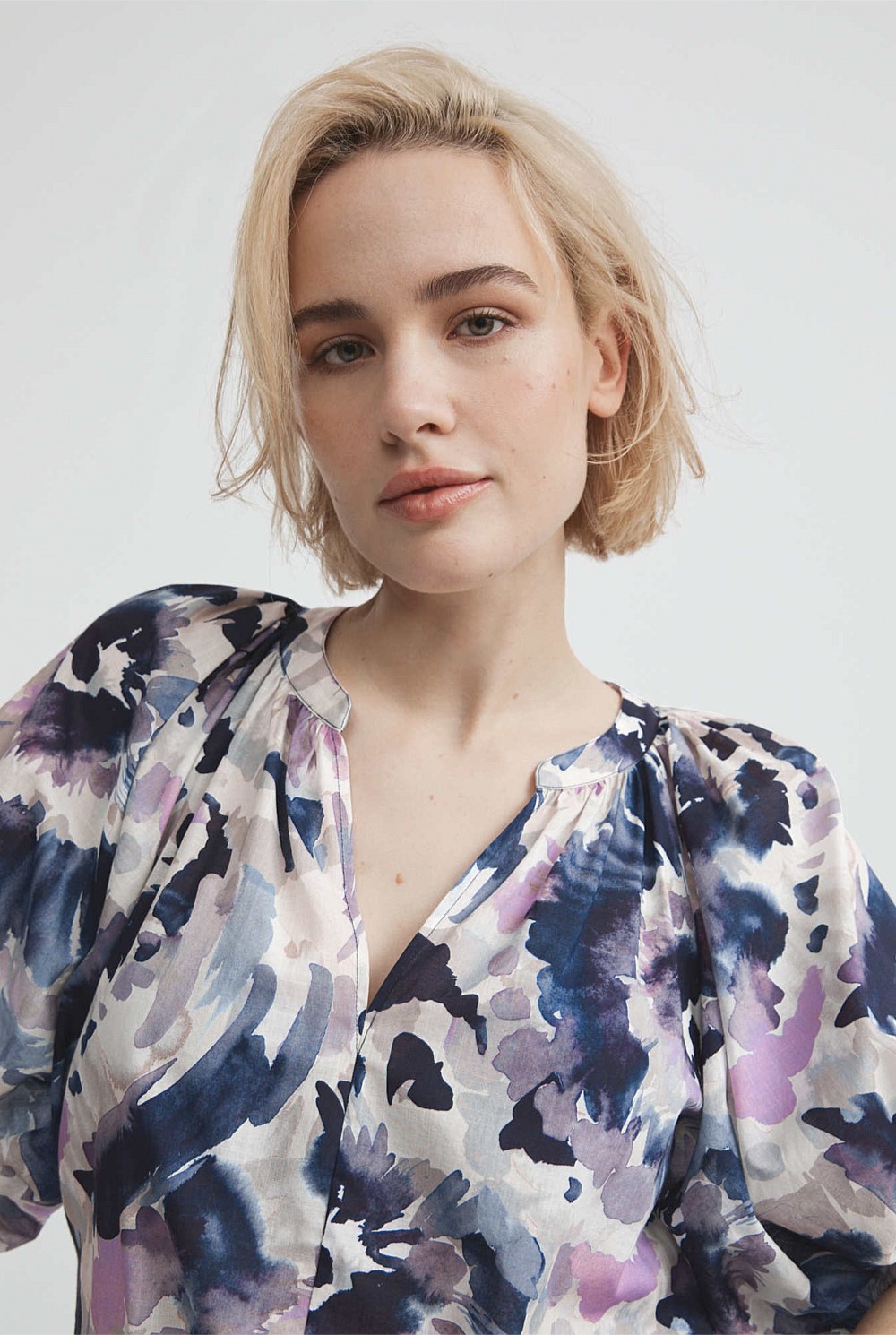 Print Puff Sleeve Blouse