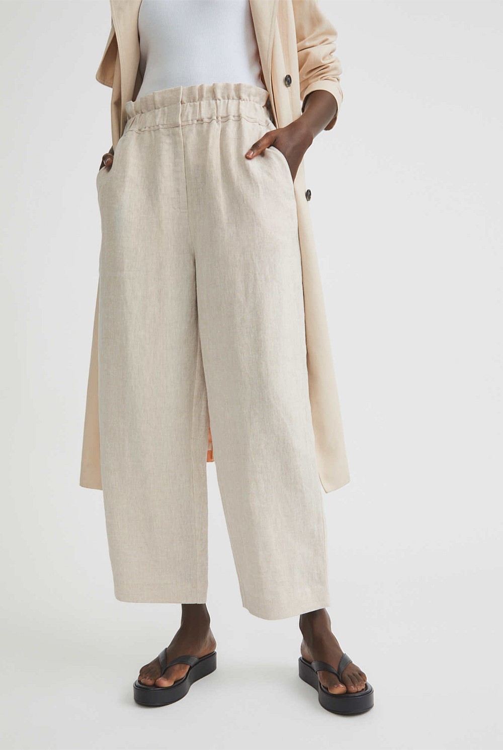 Waist Detail Linen Pant