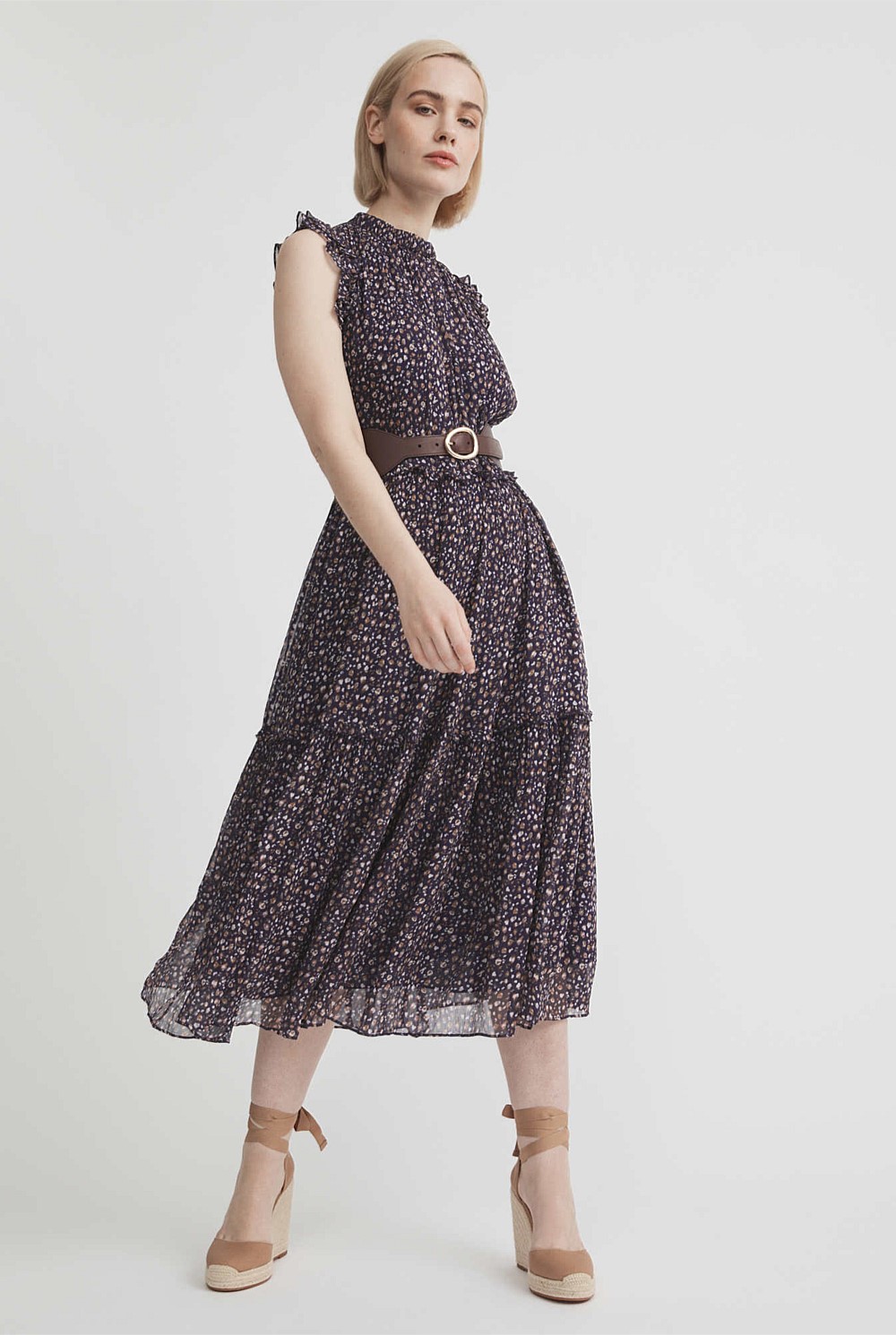 Frill Tiered Midi Dress