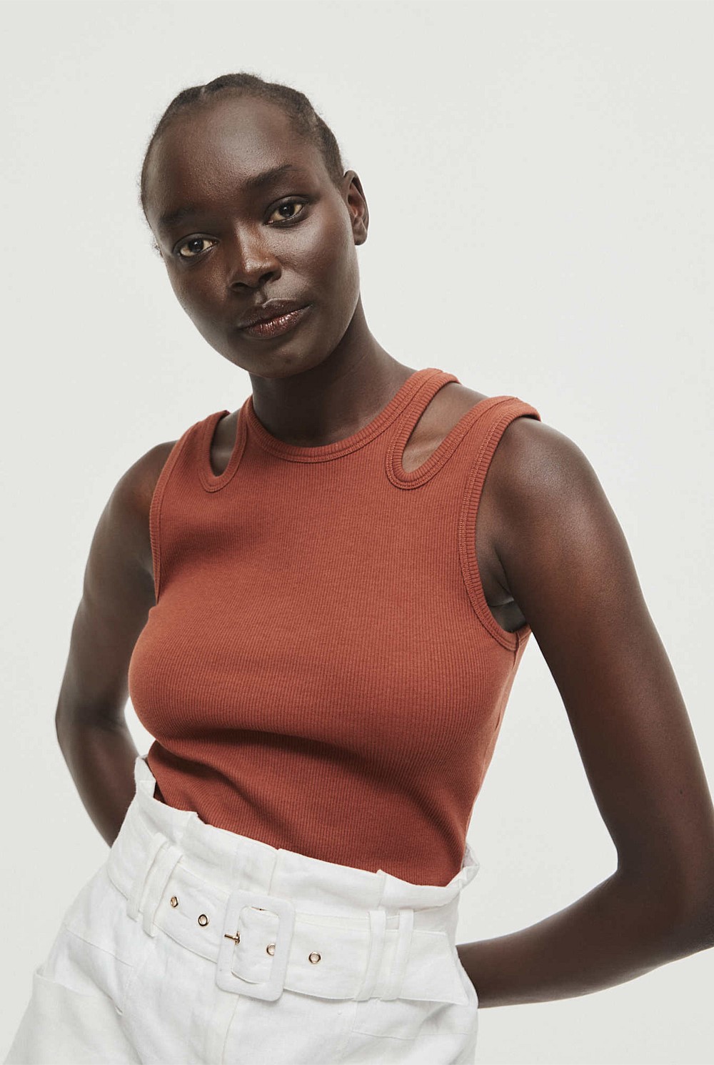 Cut Out Rib Tank Top