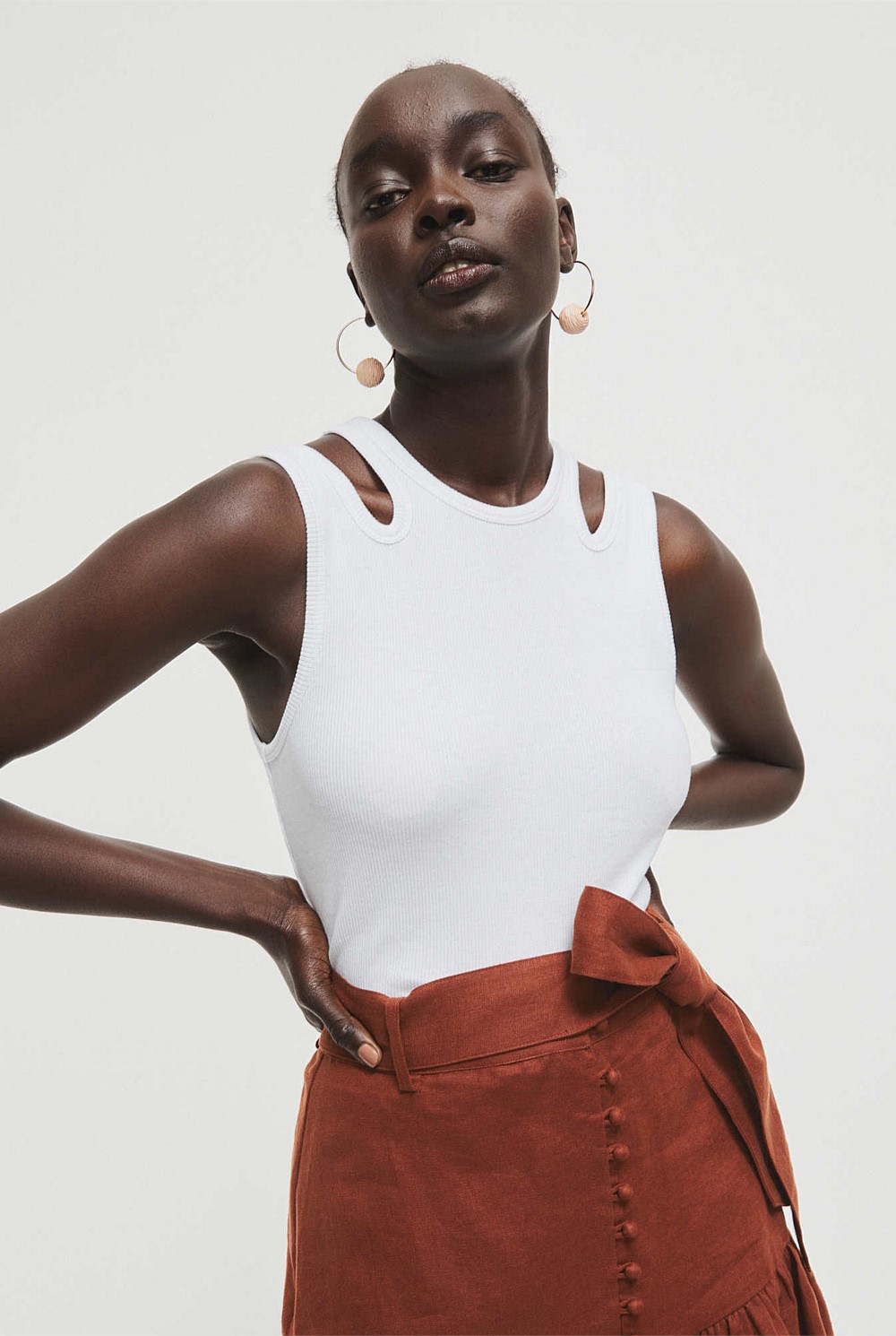 Cut Out Rib Tank Top