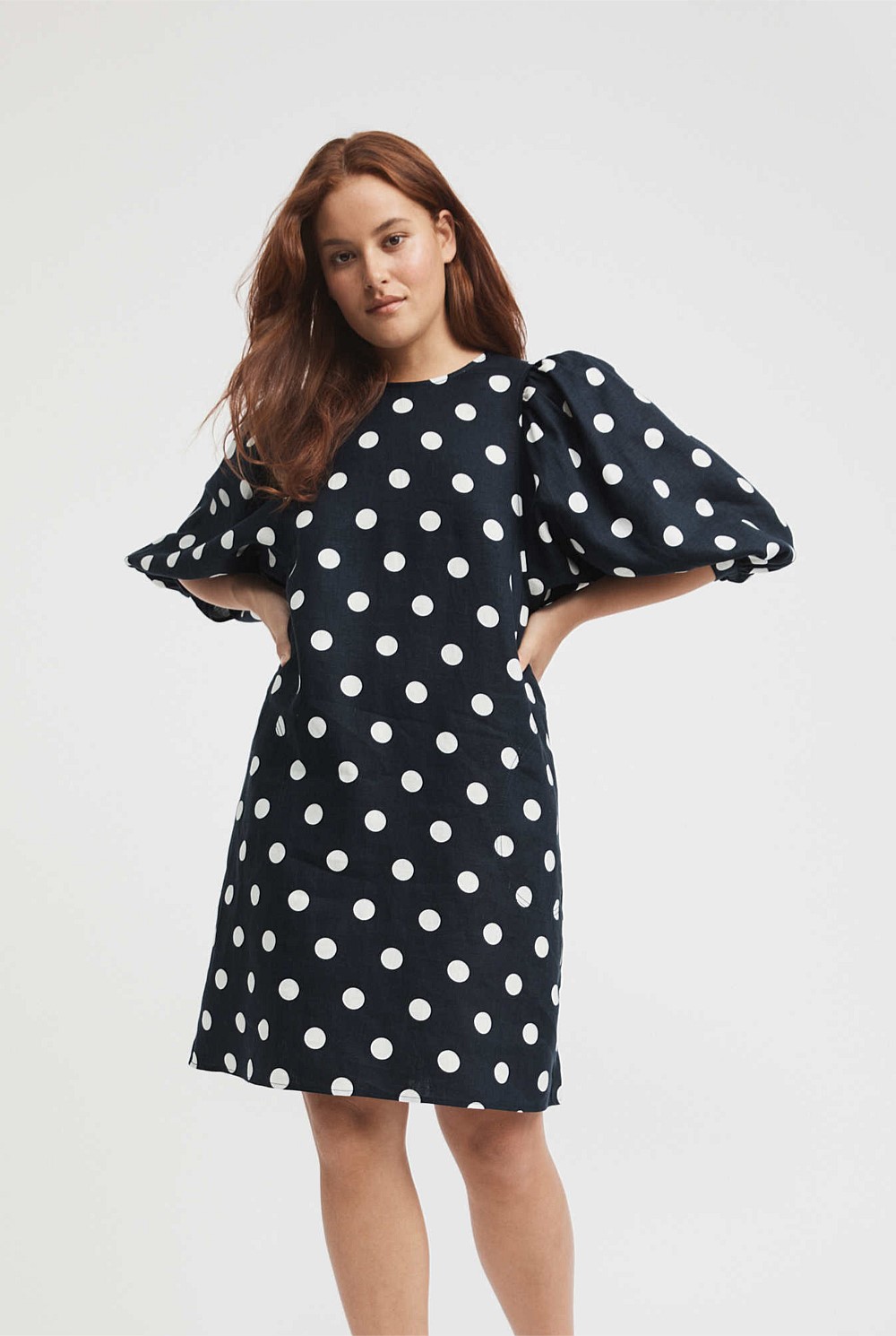 French Linen Spot Print Dress