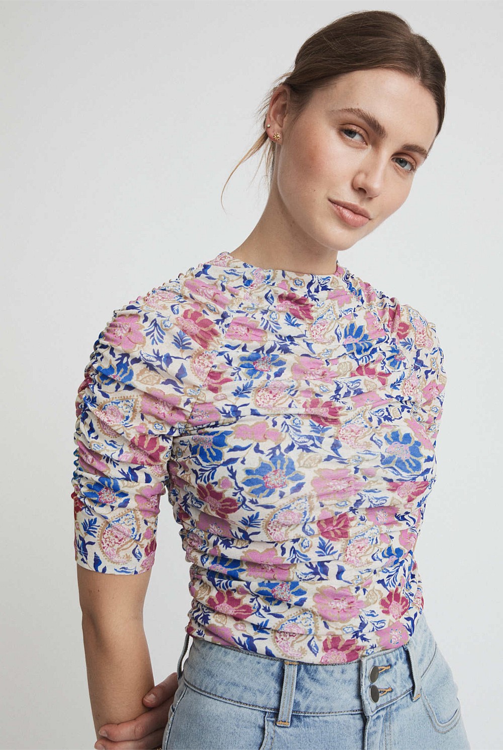 Mixed Paisley Mesh Top