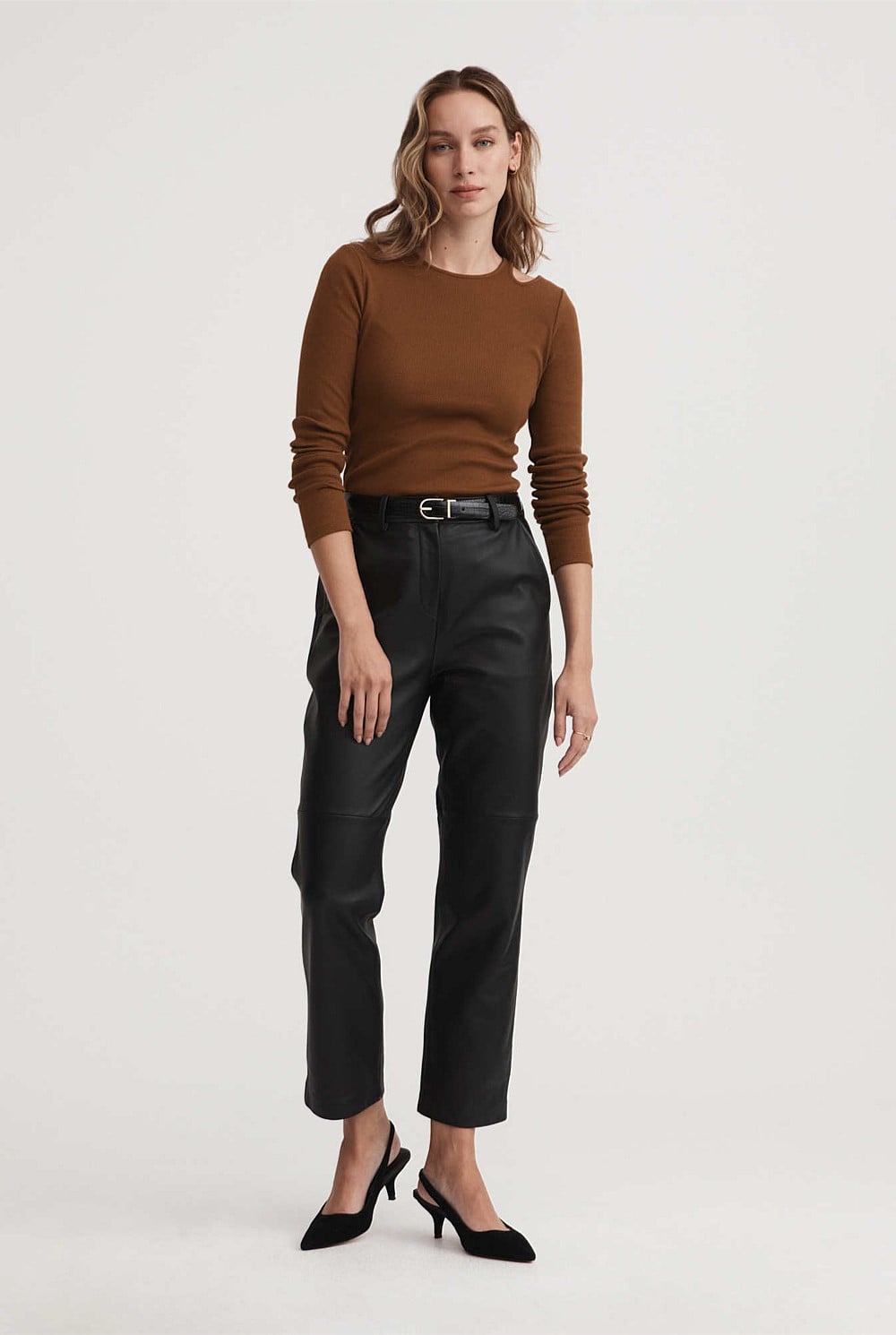 Cotton Rib Cut Out Long Sleeve Top