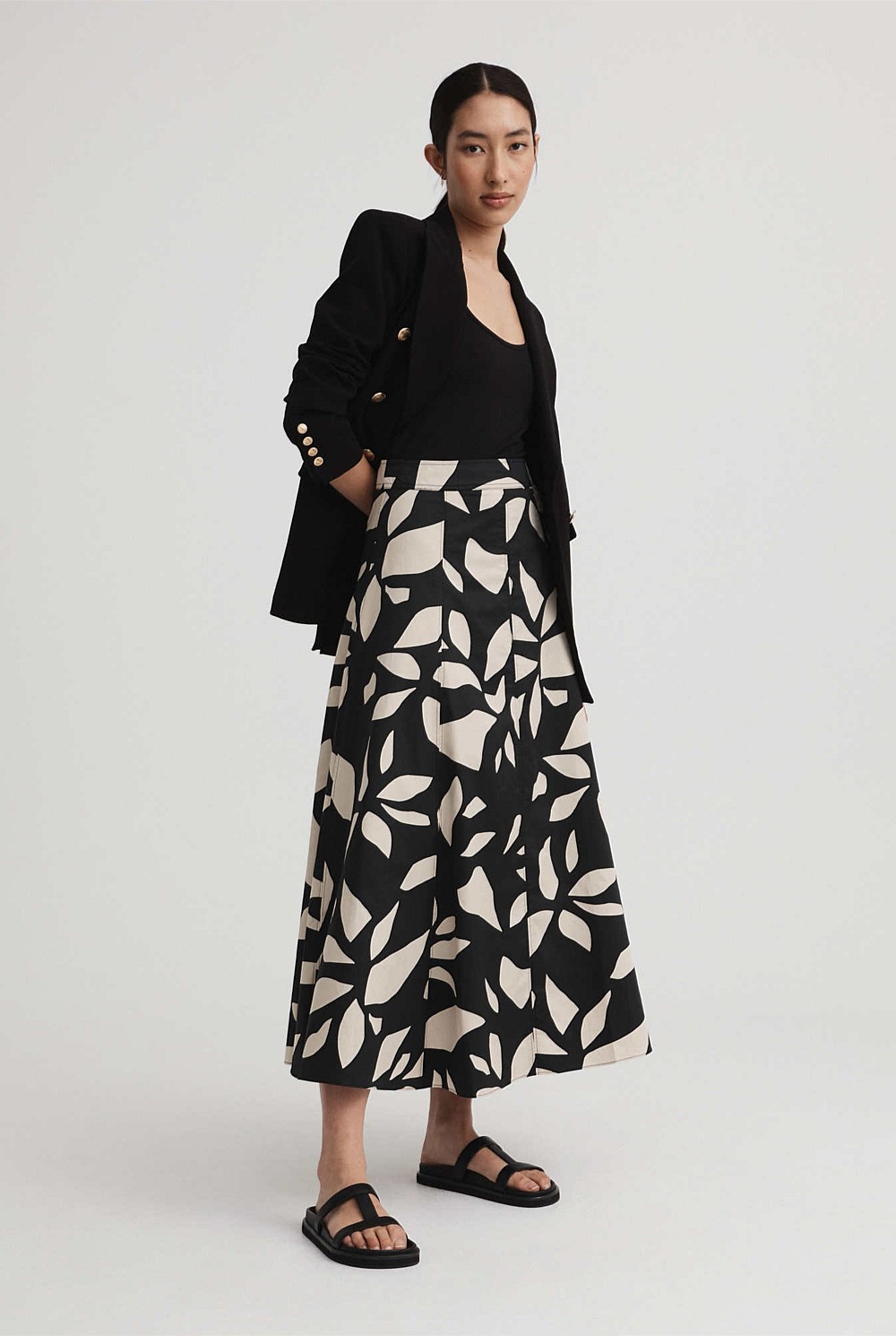 Abstract Print Midi Skirt