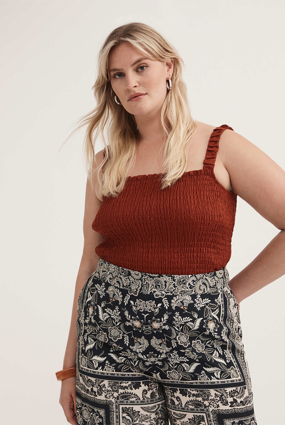 French Linen Shirred Tank