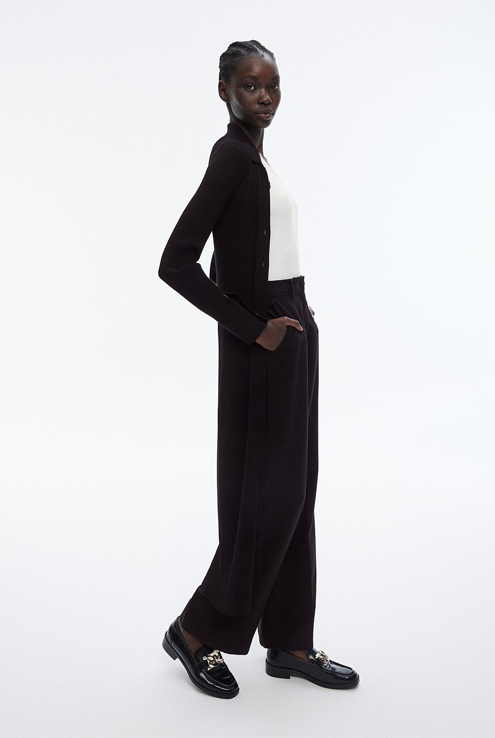Button Through Rib Longline Cardigan
