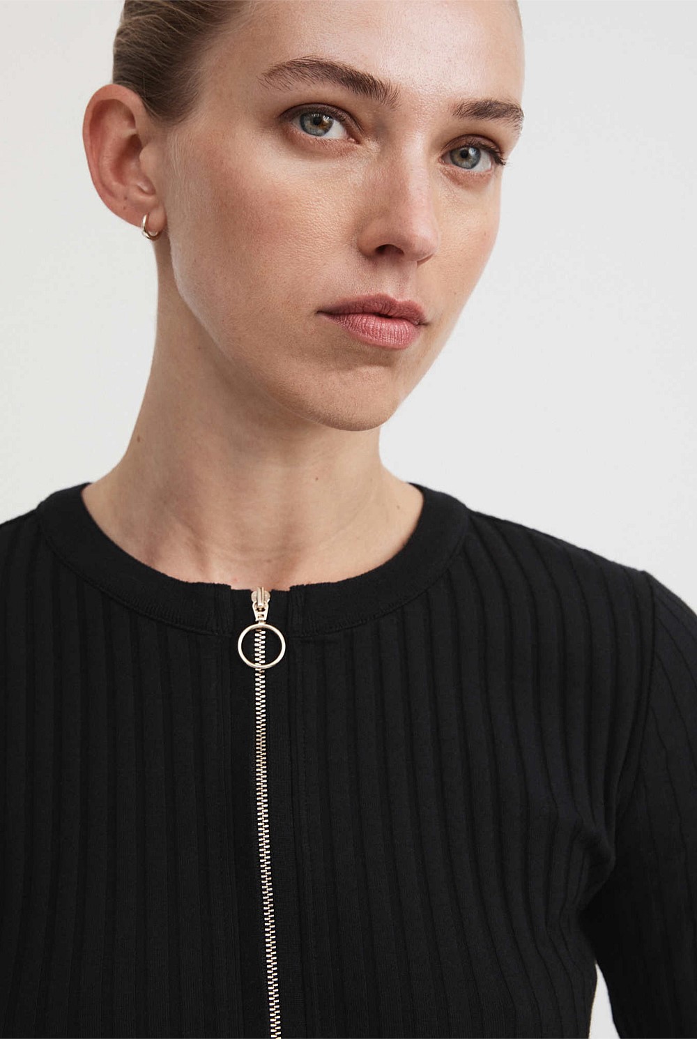 Organic Cotton Basic Rib With Zip Detail 5353