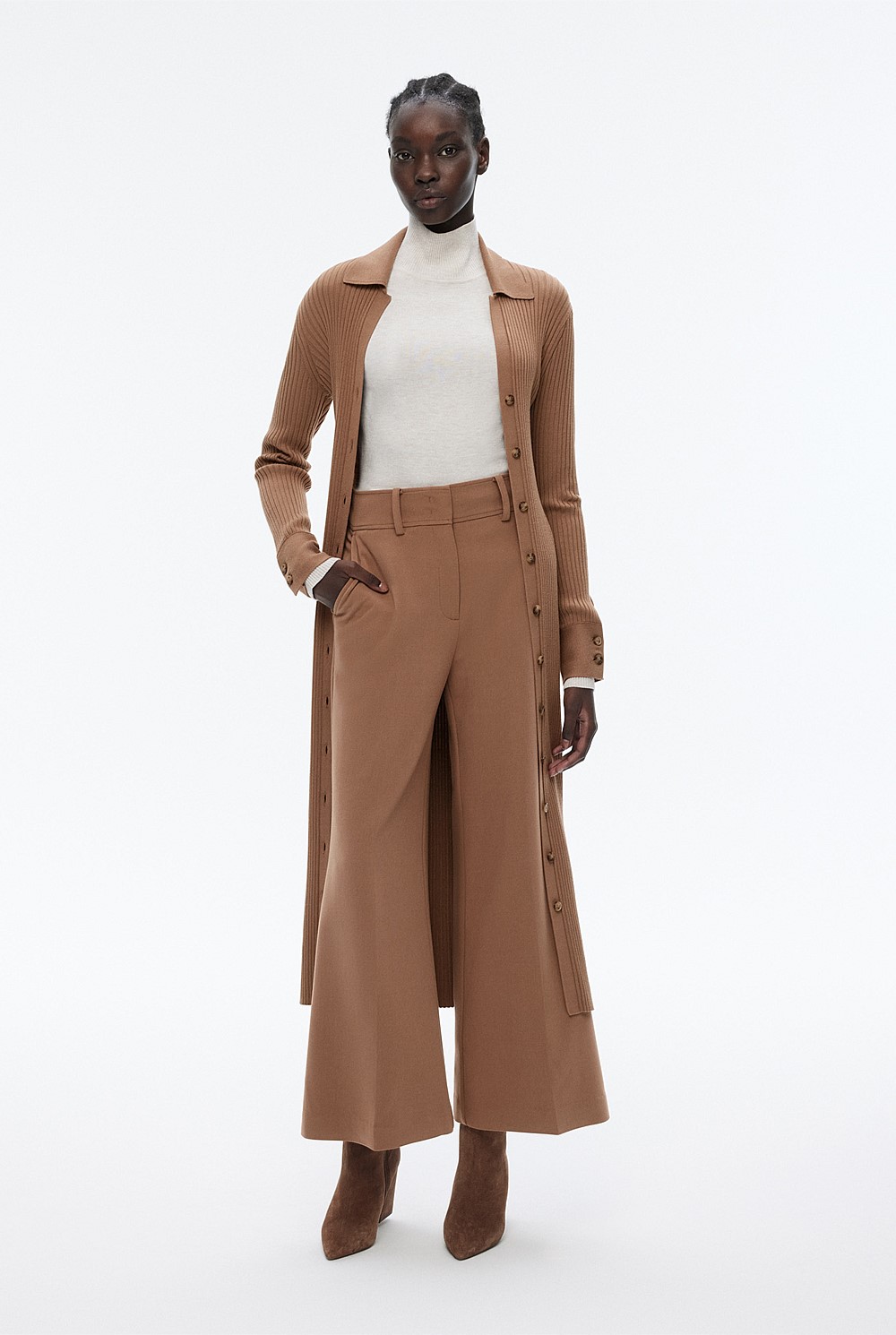 Button Through Rib Longline Cardigan