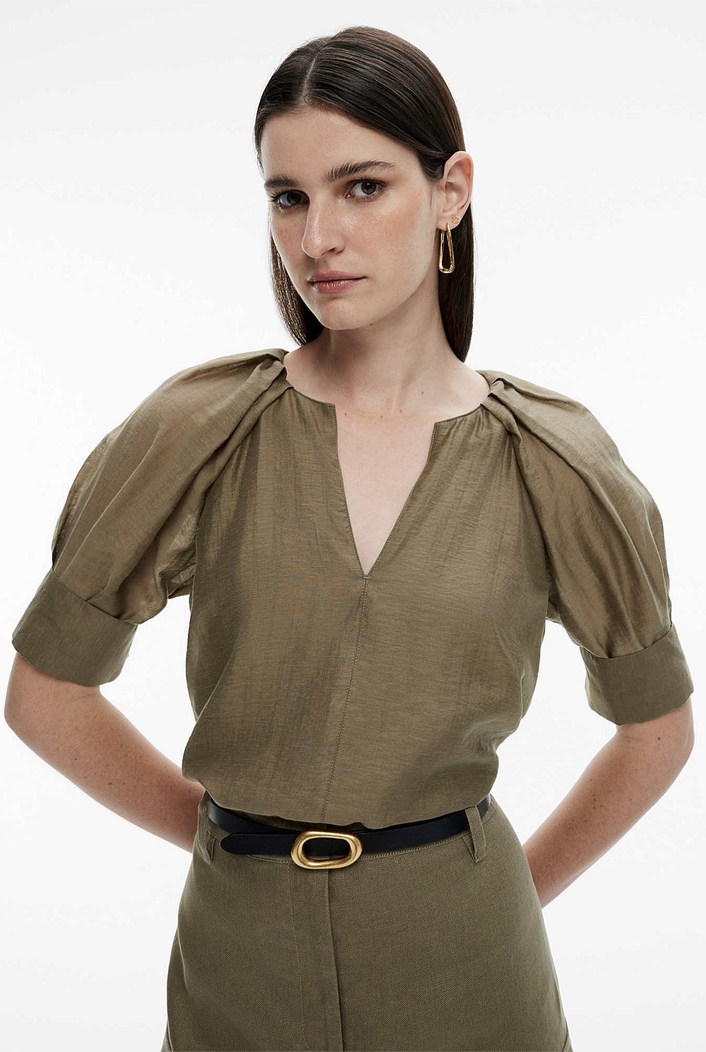 Pleat Detail Cuff Blouse