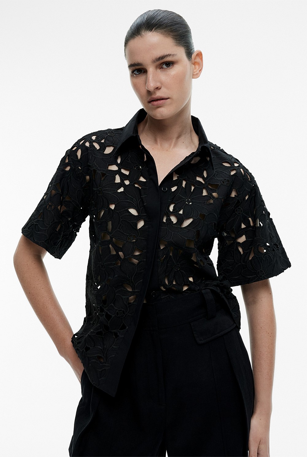 Lace Short Sleeve Shirt