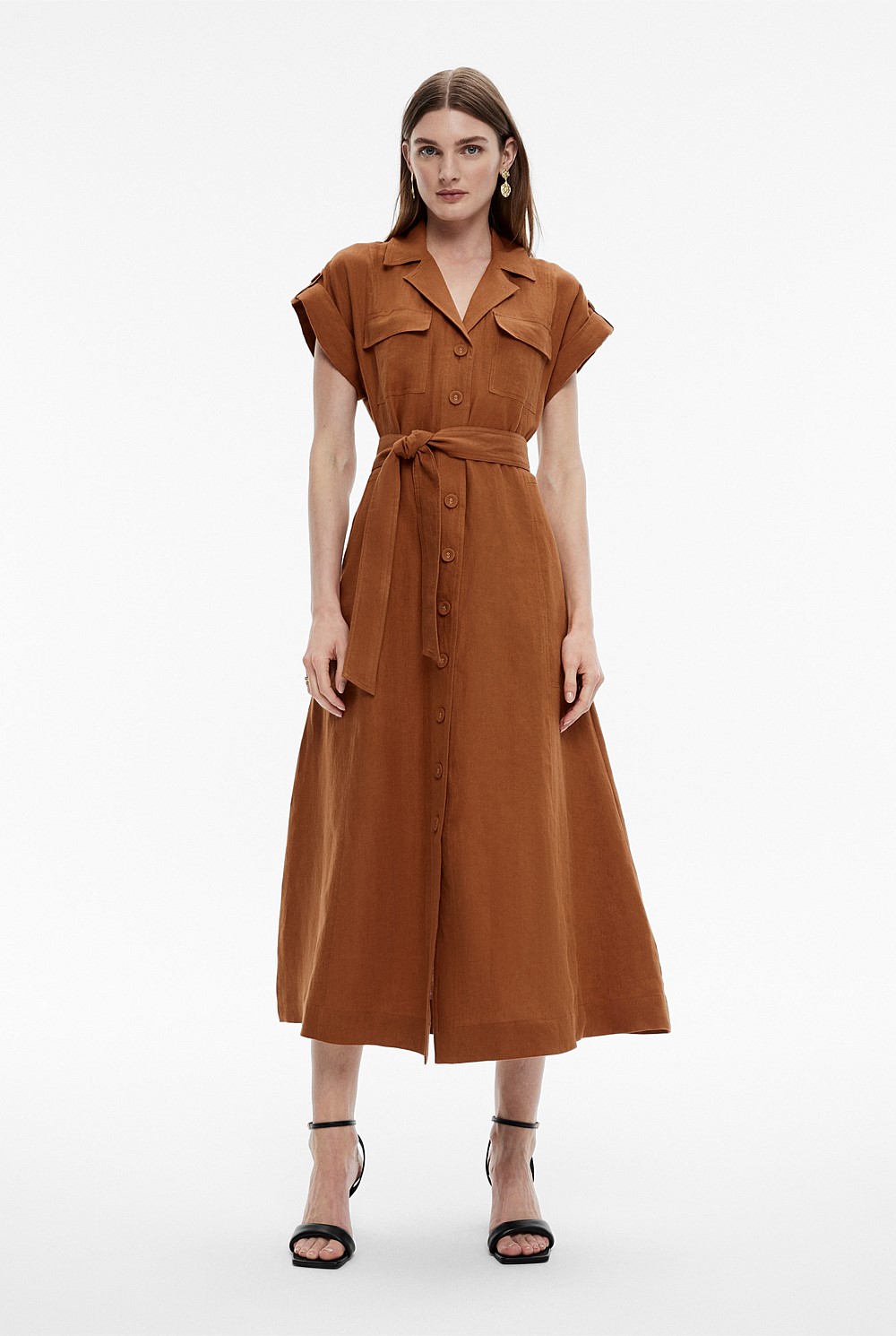 Linen Utility Shirt Dress