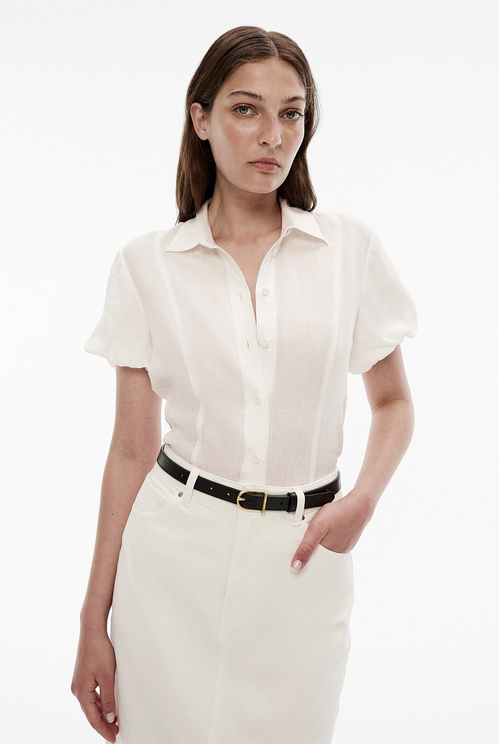 French Linen Seam Detail Blouse