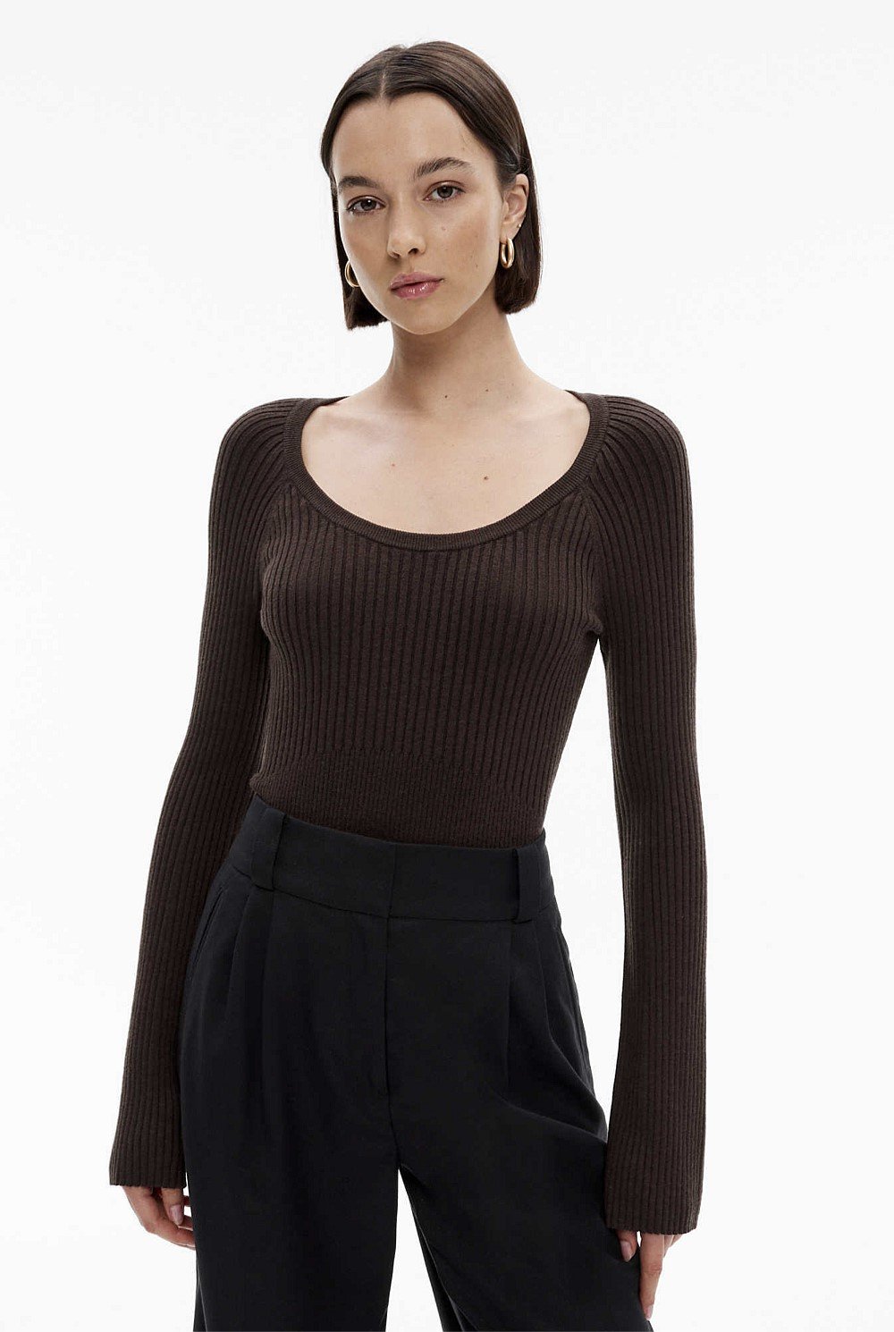 Scoop Neck Rib Knit