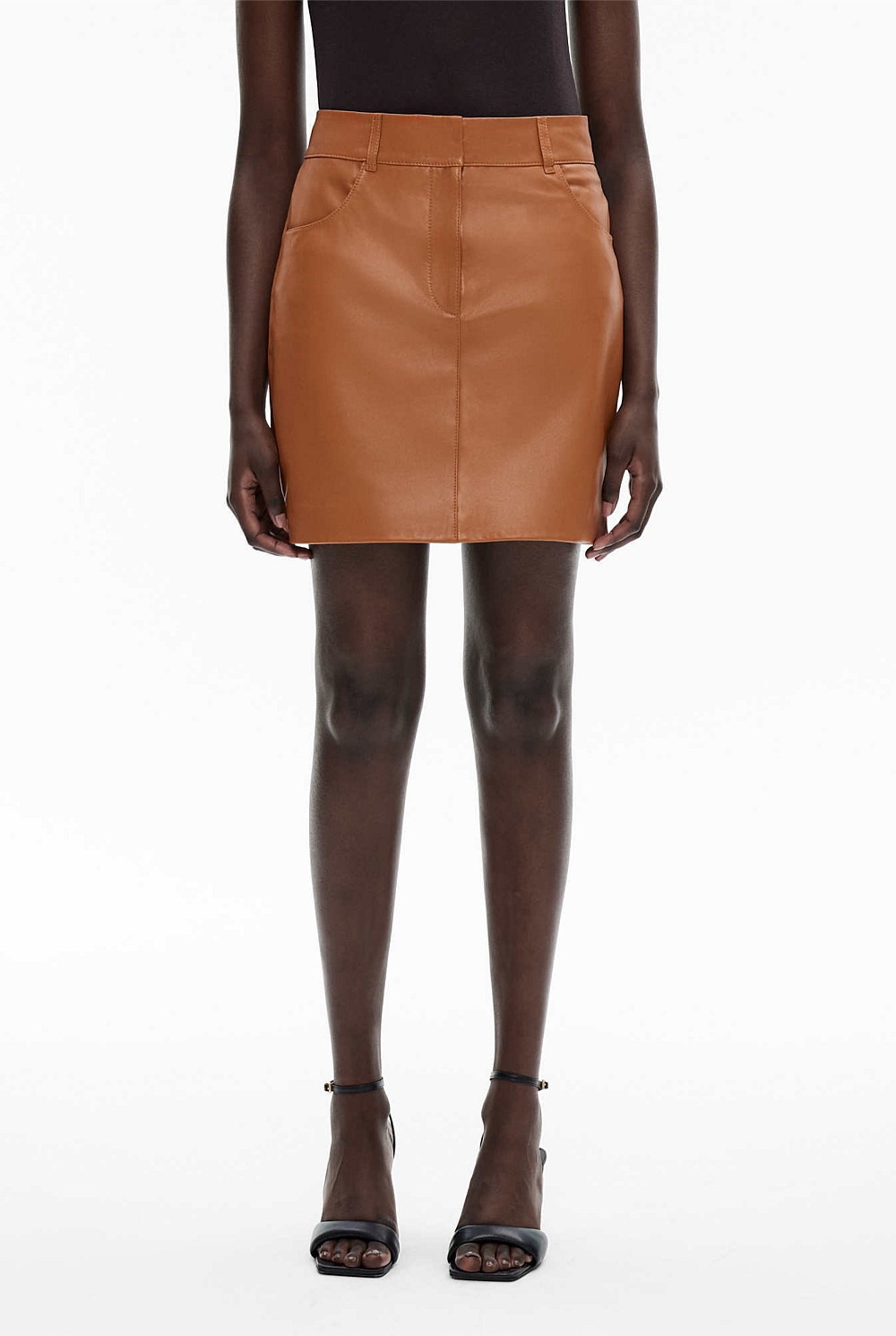 Leather Tailored Mini Skirt