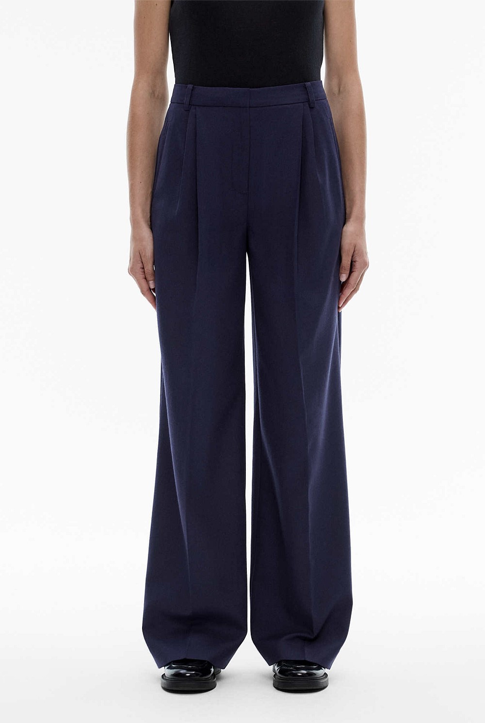 Wool Blend Relaxed Rise Trouser