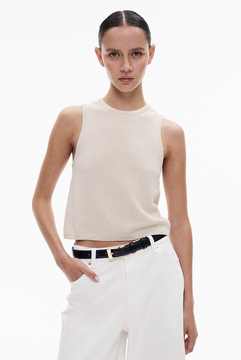 Linen Crew Knit Tank