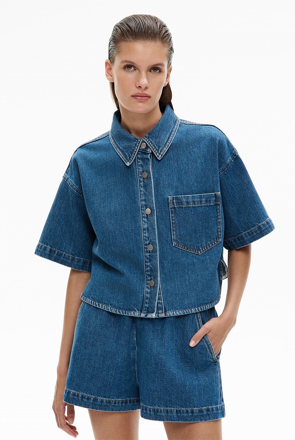 Denim Crop Shirt