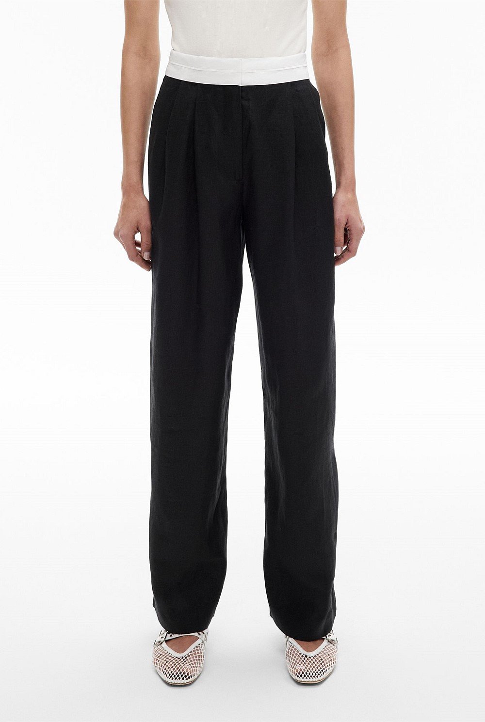 Waist Detail Linen Pant