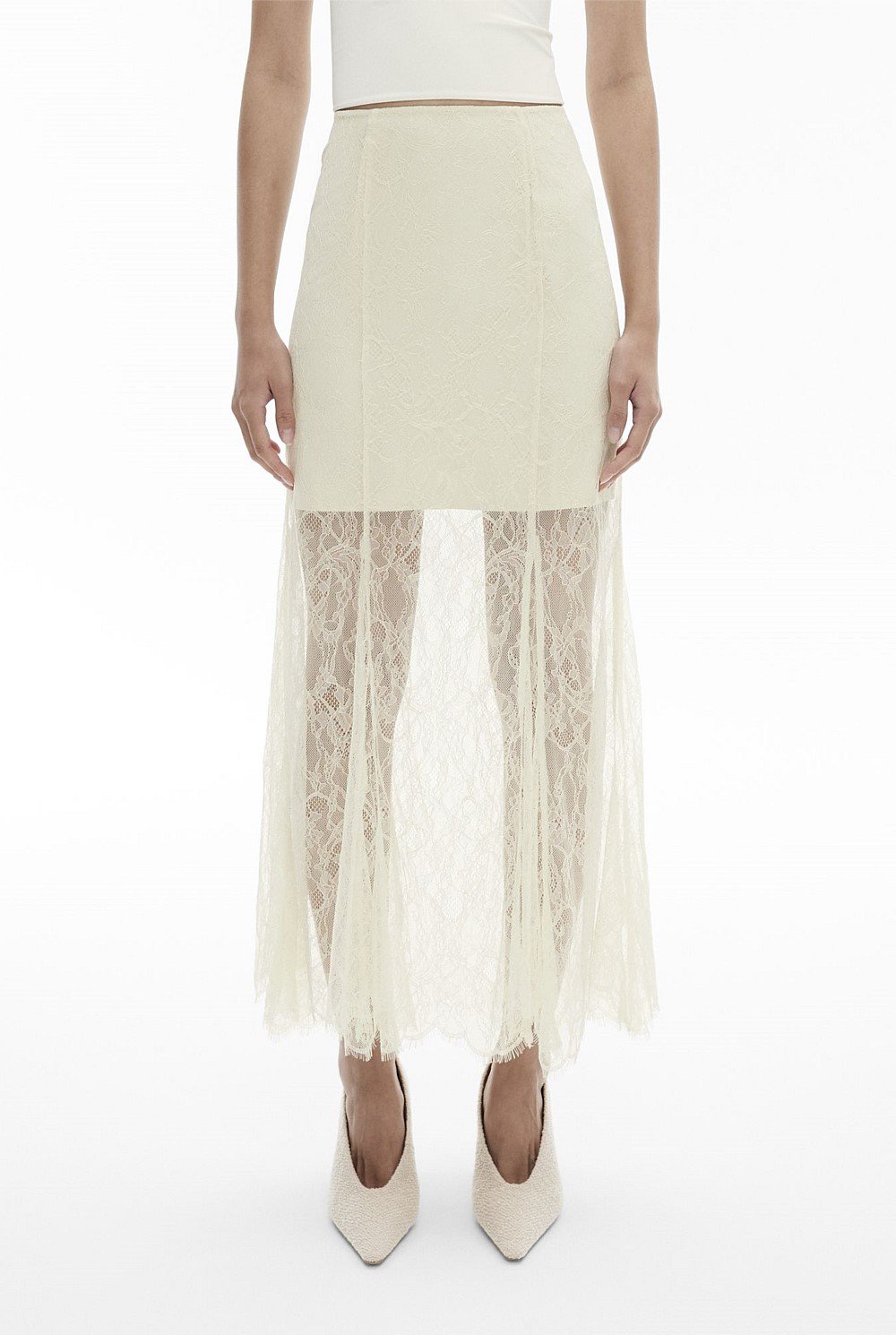 Lace Panel Maxi Skirt