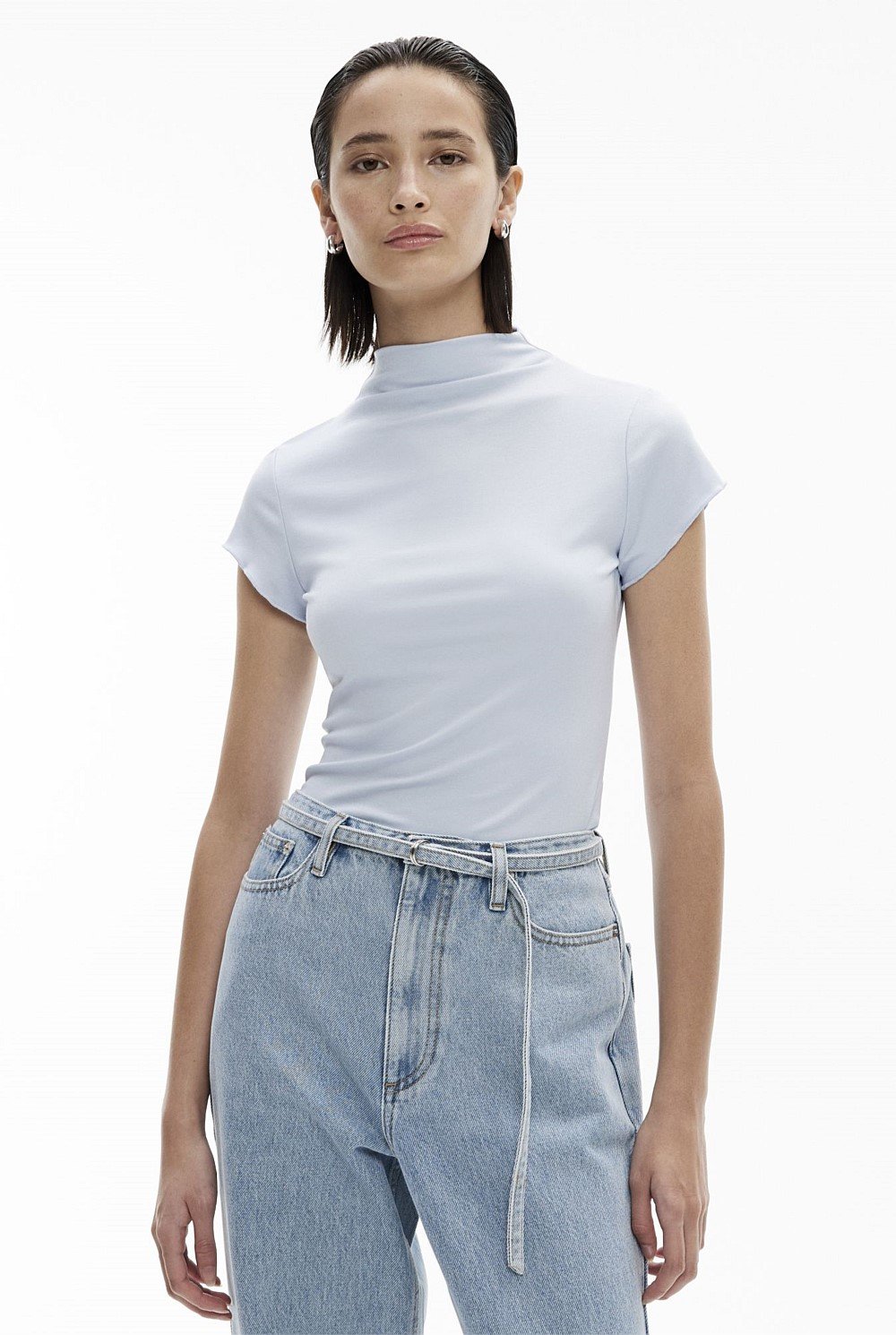 Hi Neck Cap Sleeve Tee