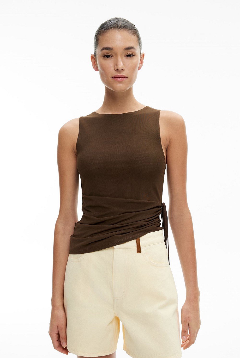 Tie Side Mesh Tank Top