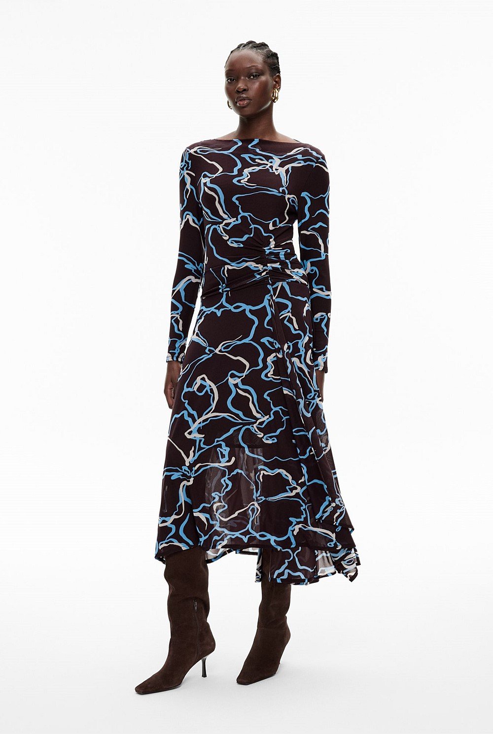 Asymmetric Hem Mesh Dress