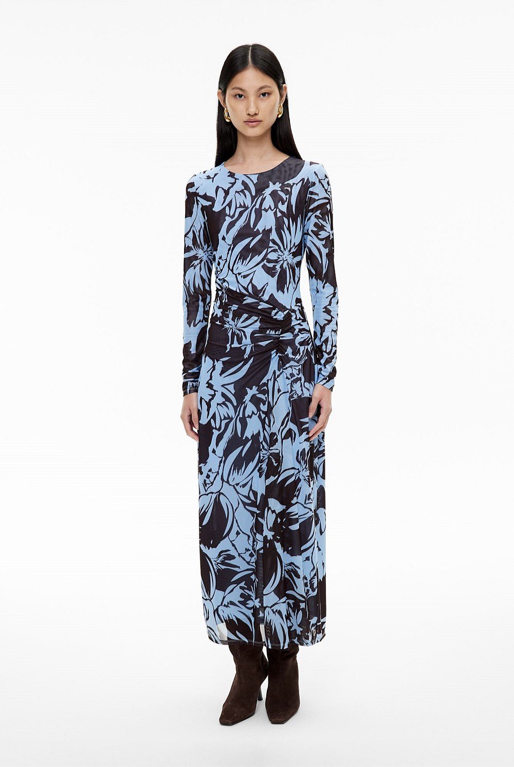 Crew Mesh Long Sleeve Dress