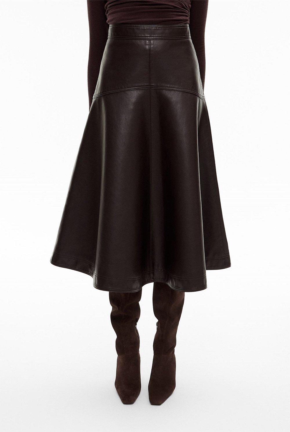 Spliced Faux Leather Skirt