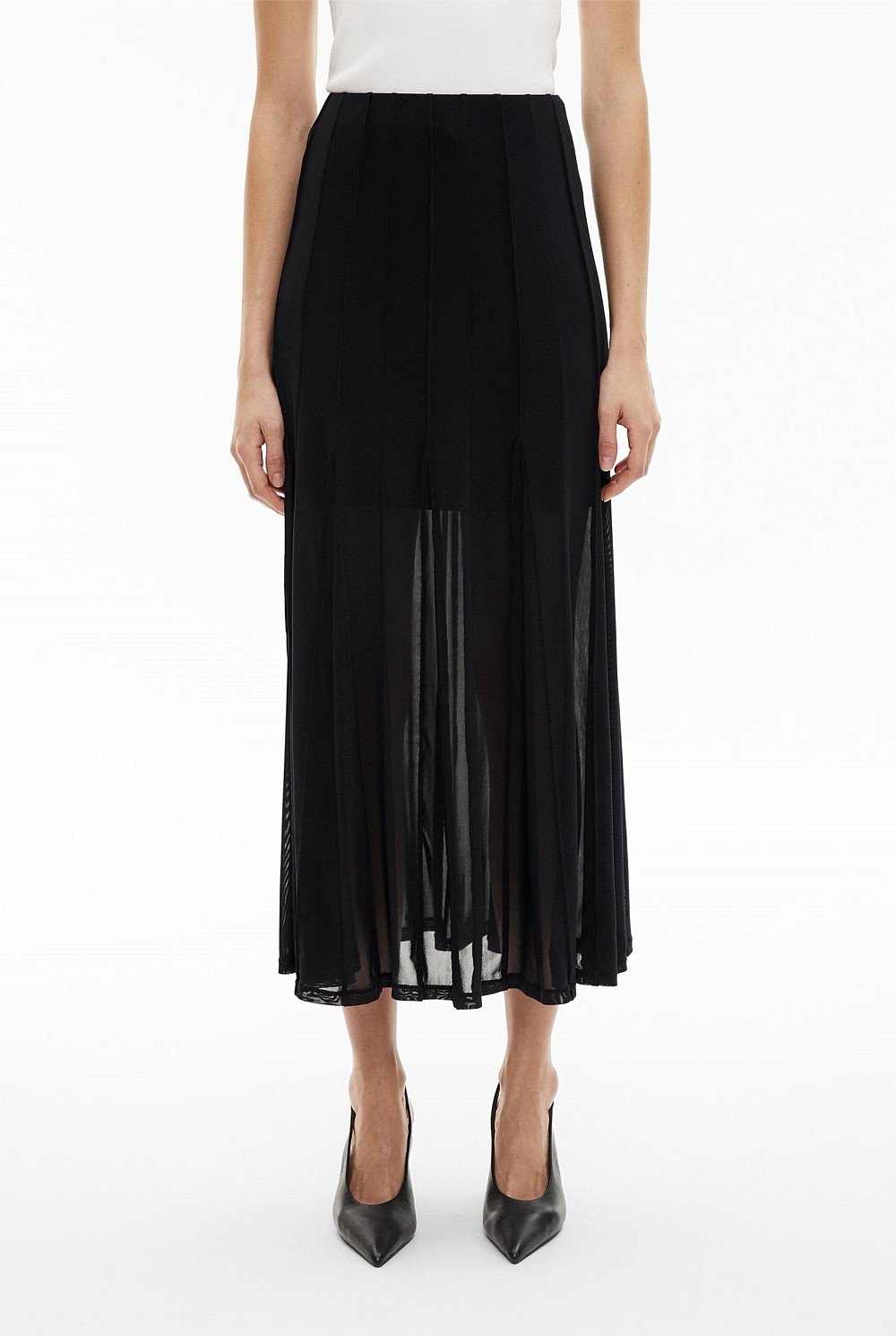 Panelled Mesh Skirt