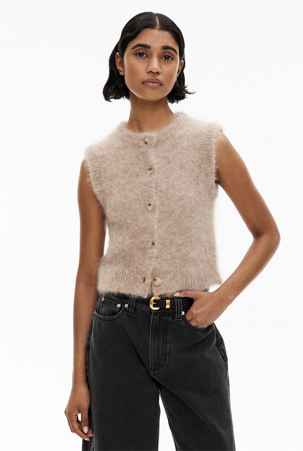 Fluffy Crew Knit Vest