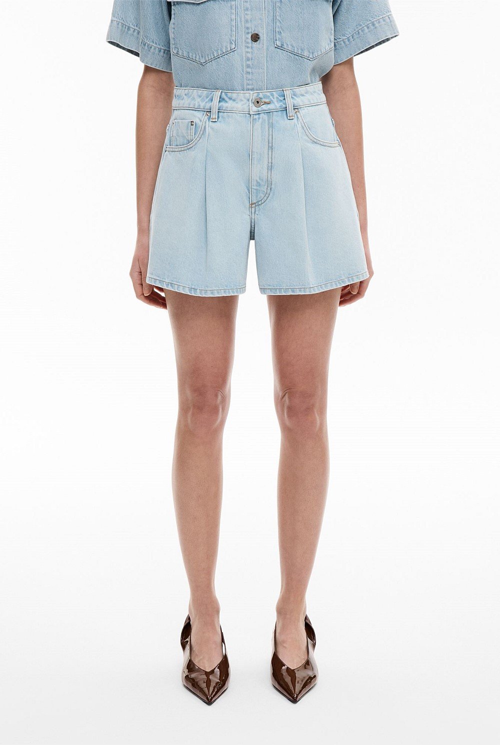A Line Denim Shorts