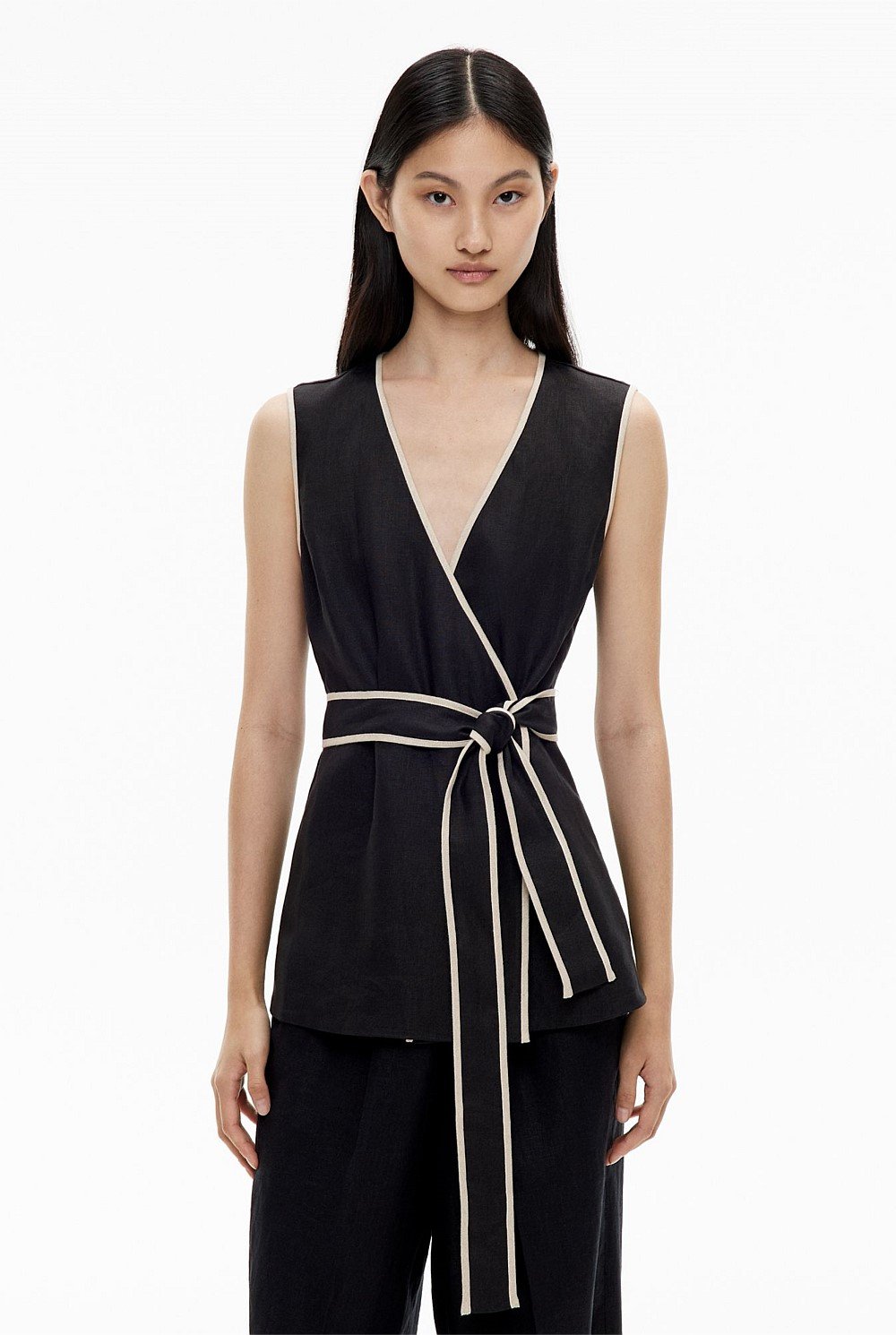 Contrast Tie Shirt
