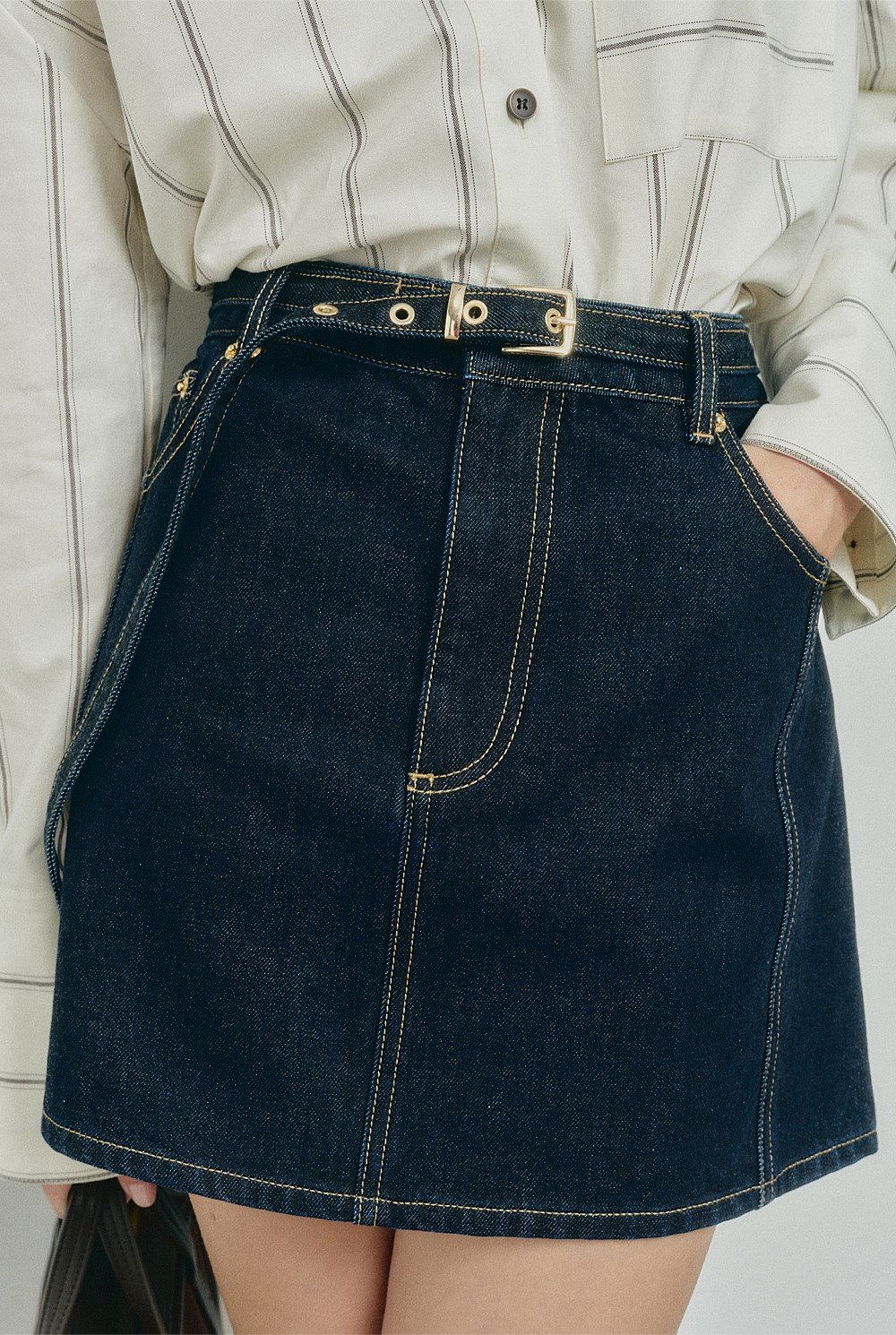 Denim Belt Mini Skirt