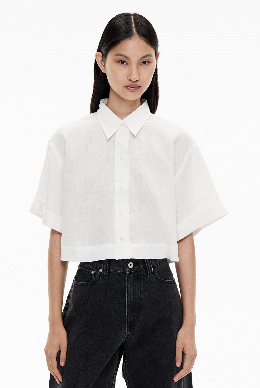 Linen Crop Shirt