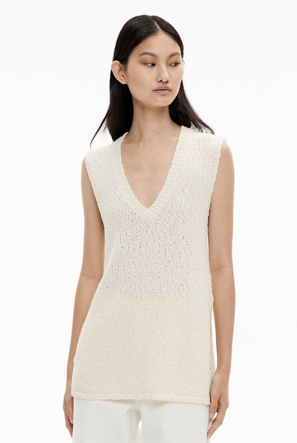 Textured V Neck Tank Top