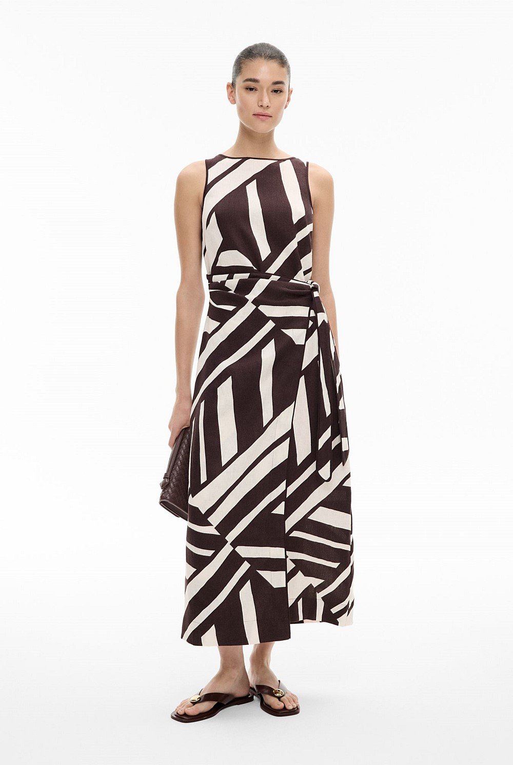 Linen Wrap Midi Dress