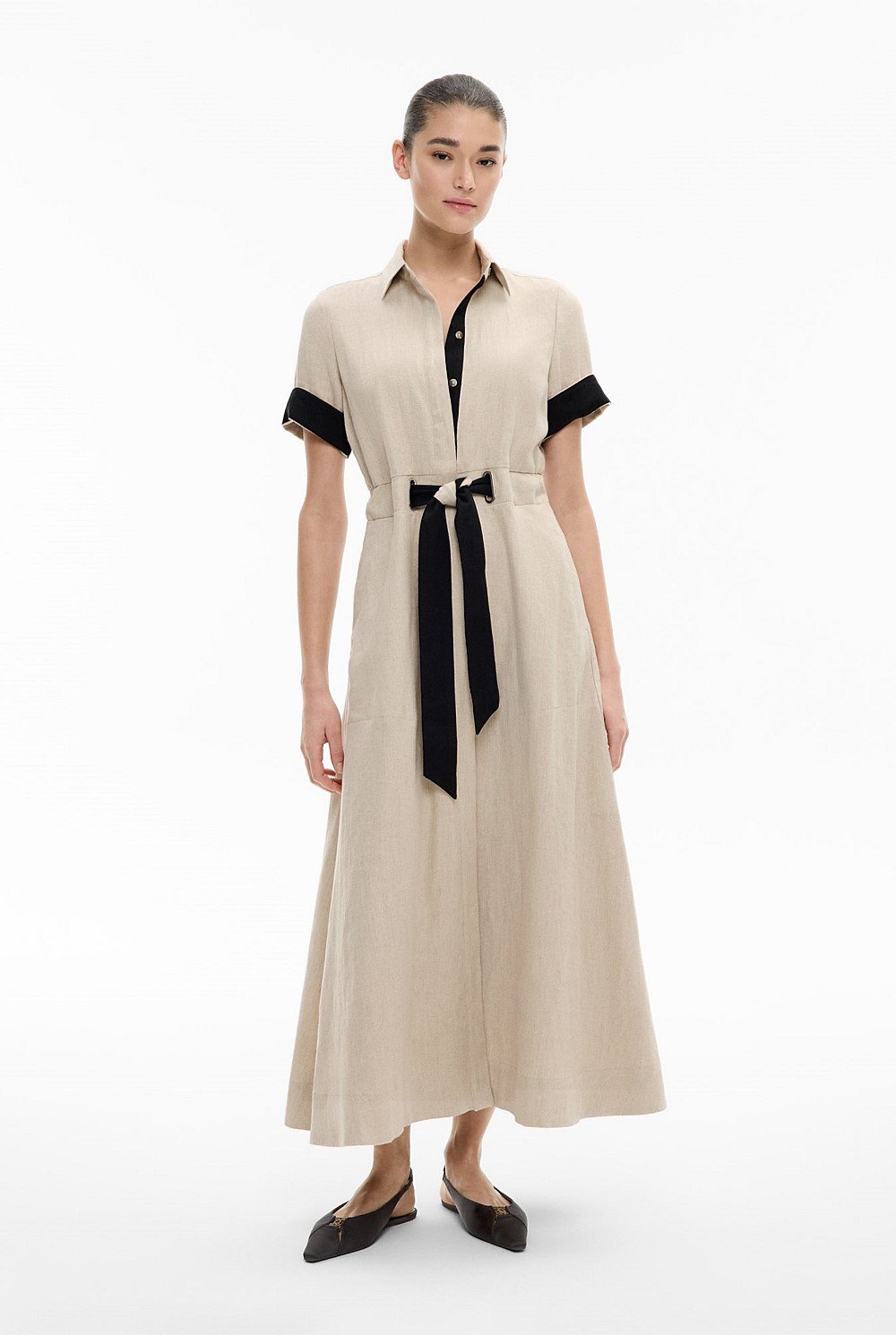 Eyelet Detail Midi Dress