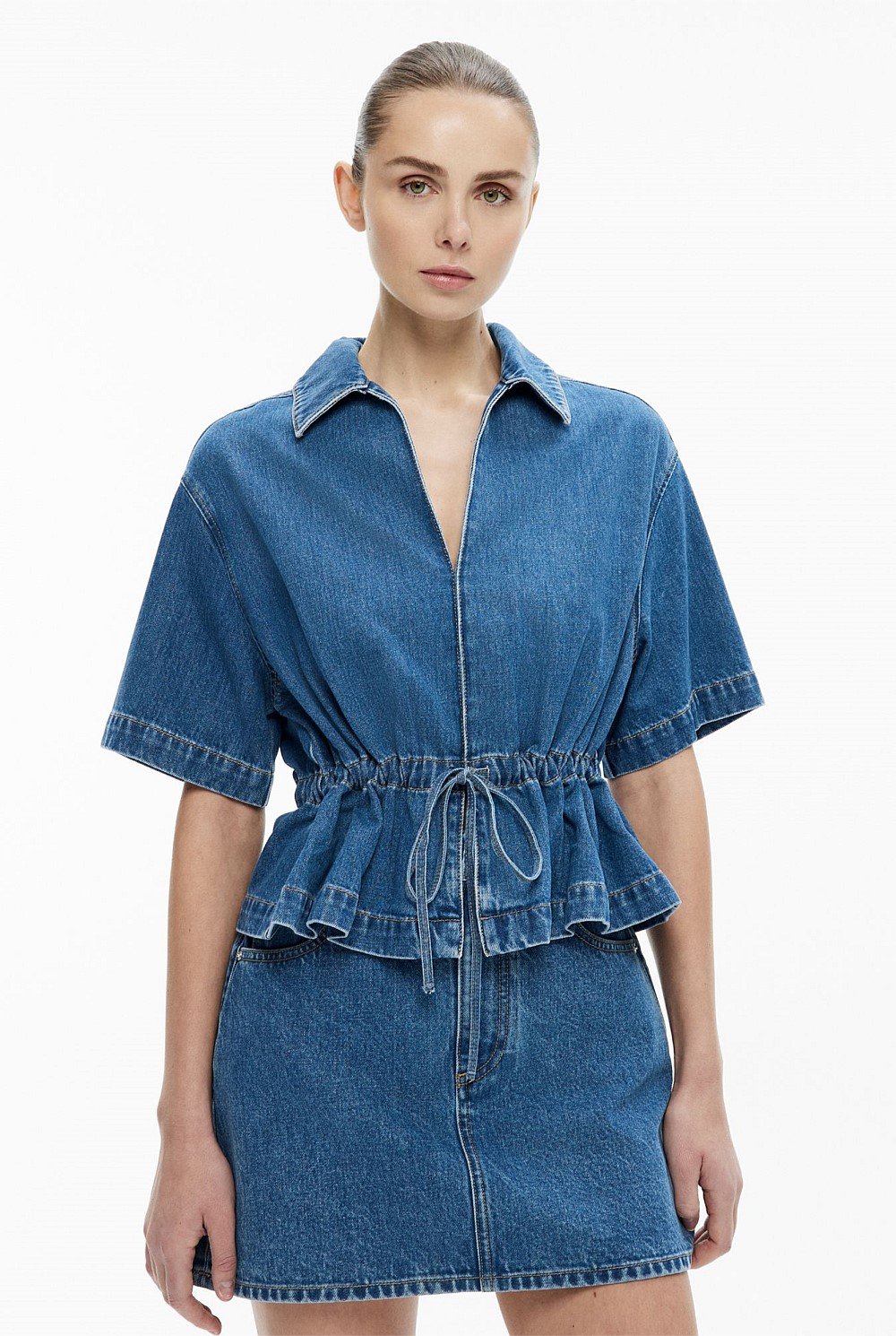Bow Denim Shirt